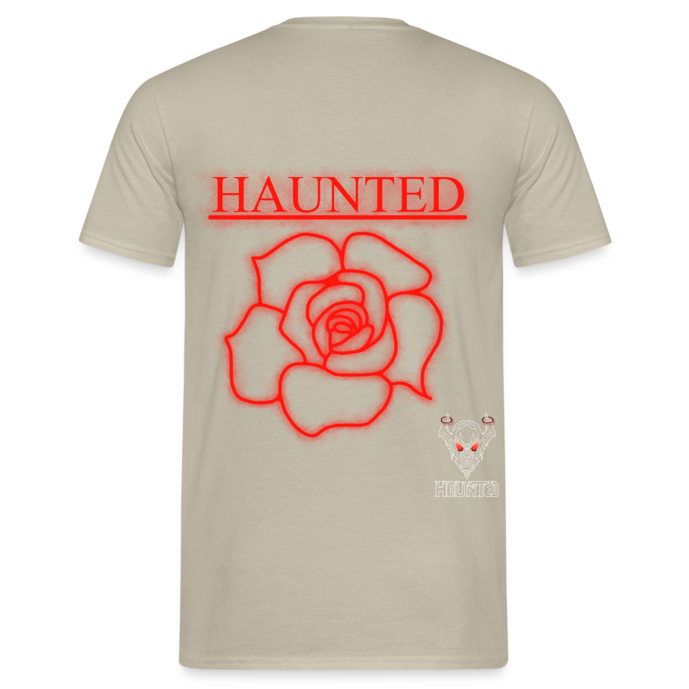 Men T-Shirt Red Neon Rose - Sandbeige