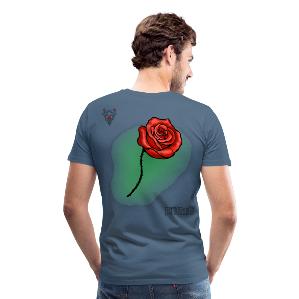 Man T-Shirt Rose on Green 1 - Blaugrau