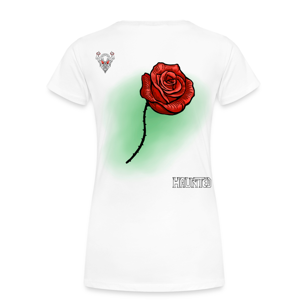 Woman T-Shirt Rose on Green 2 - Weiß