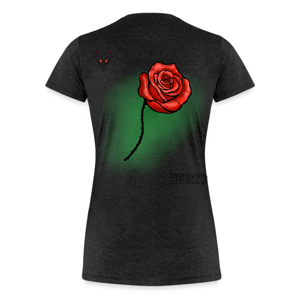 Woman T-Shirt Rose on Green 1 - Anthrazit