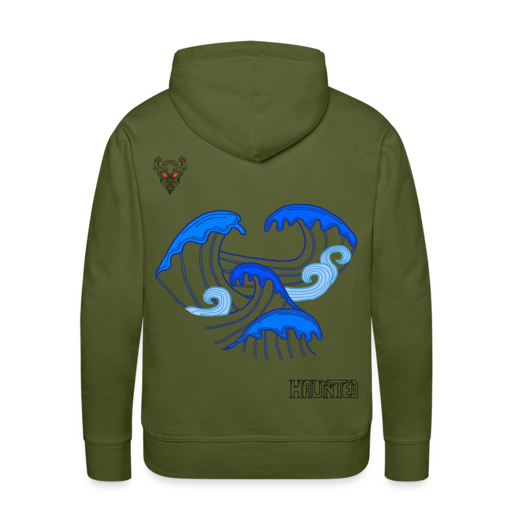 Men Hoodie Waves clean Dark - Olivgrün