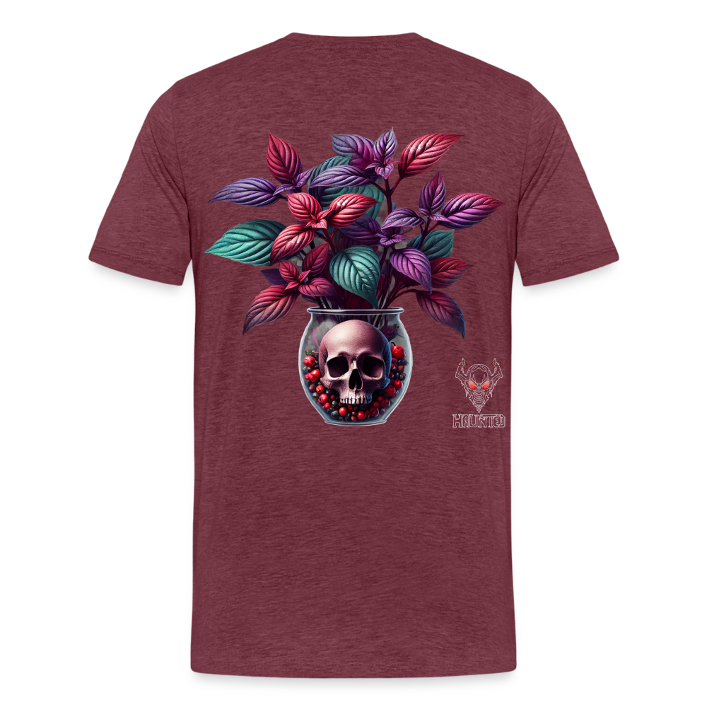 Men T-Shirt Skull Bloom Vase - Bordeauxrot meliert