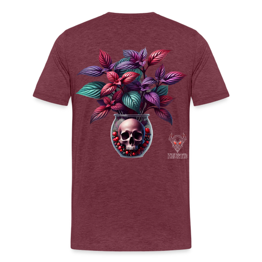 Men T-Shirt Skull Bloom Vase - Bordeauxrot meliert