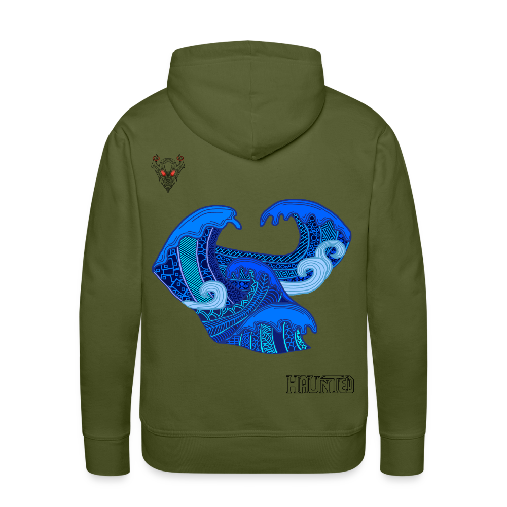 Men Hoodie Waves Dark - Olivgrün