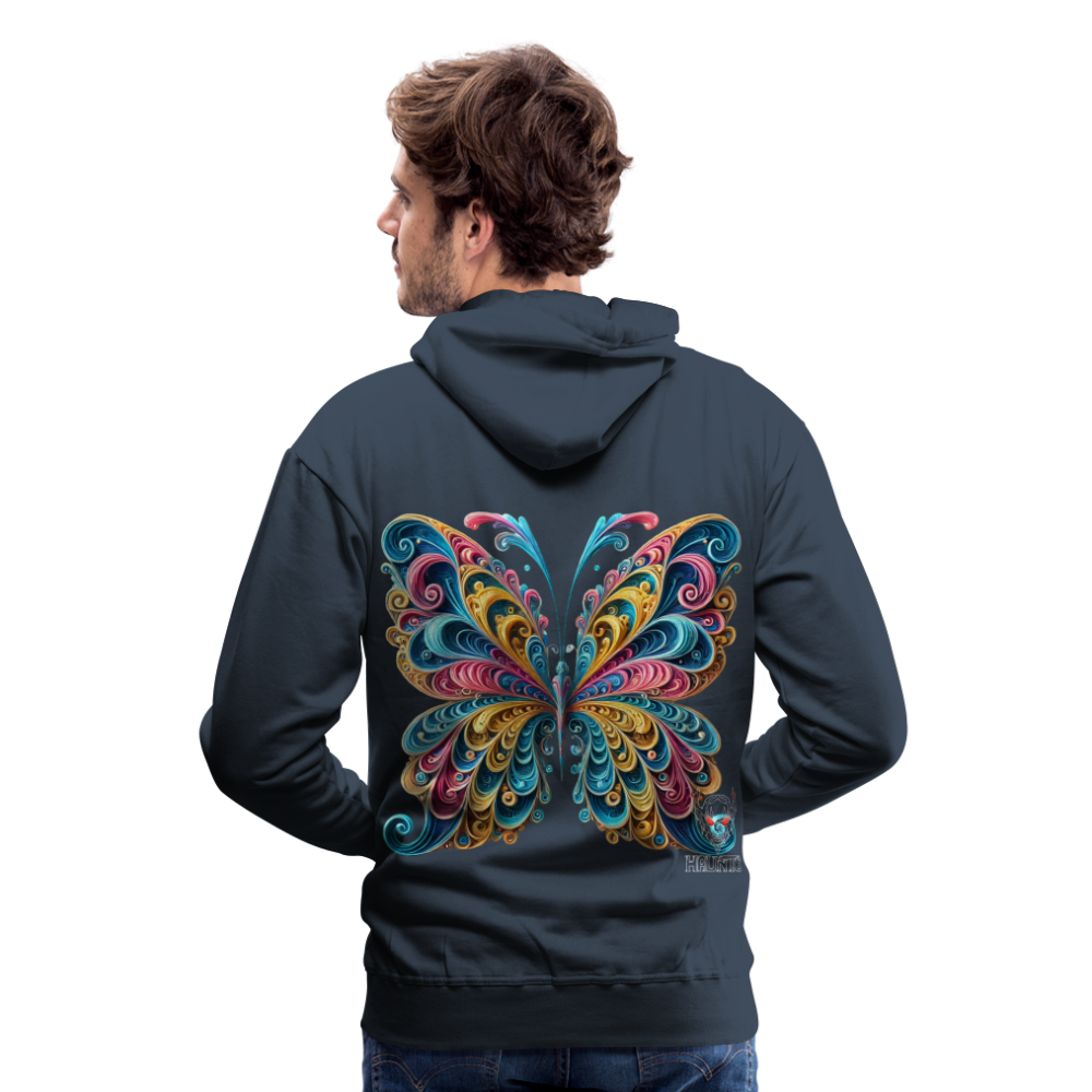 Men Hoodie Whimsical Butterfly Harmony - Navy