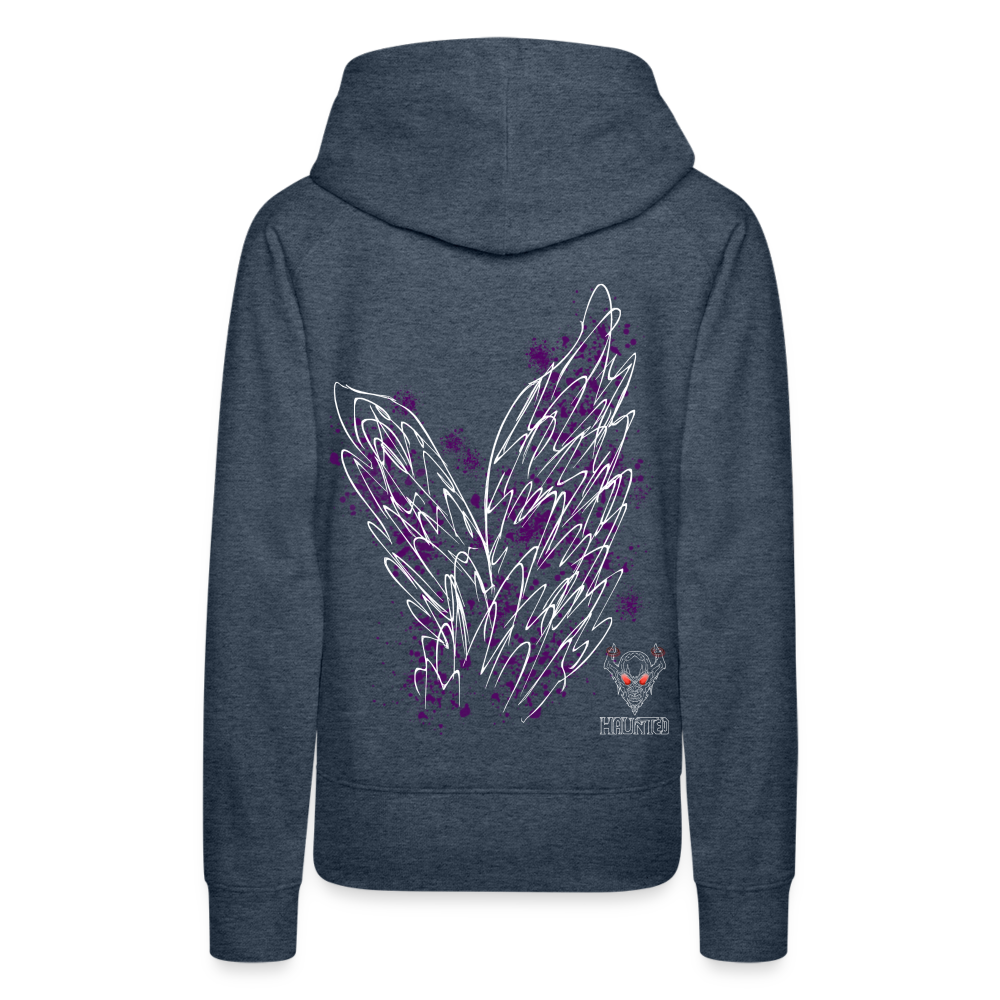 Women Hoodie Purple Wings - Jeansblau