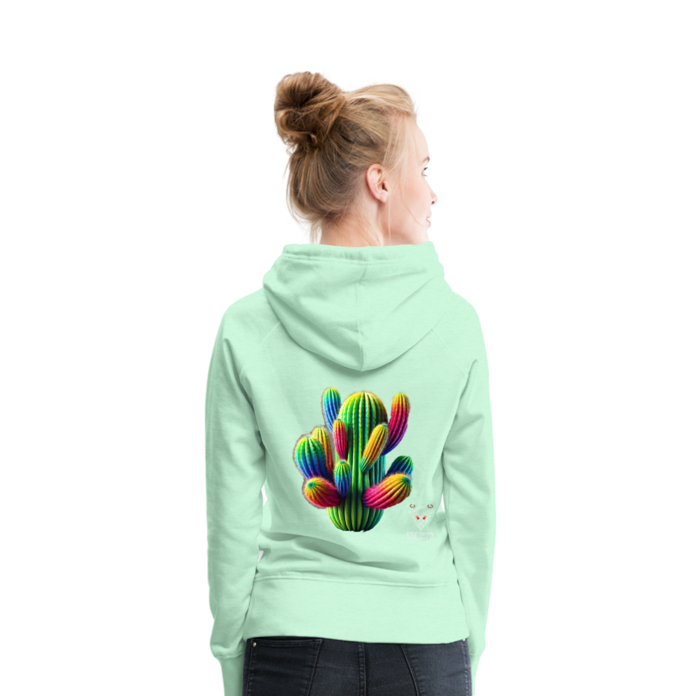 Woman Hoodie Prismatic Cactus Bloom - helles Mintgrün