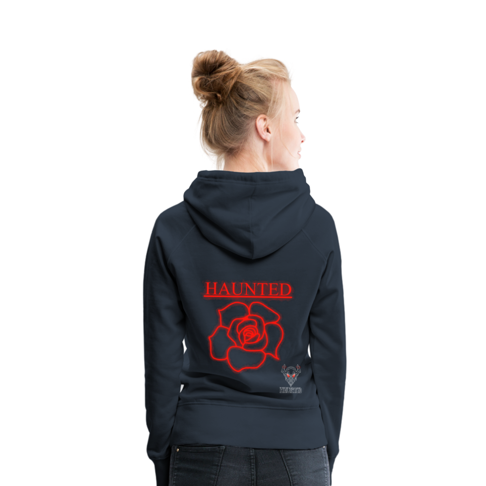Women Hoodie Red Neon Rose - Navy