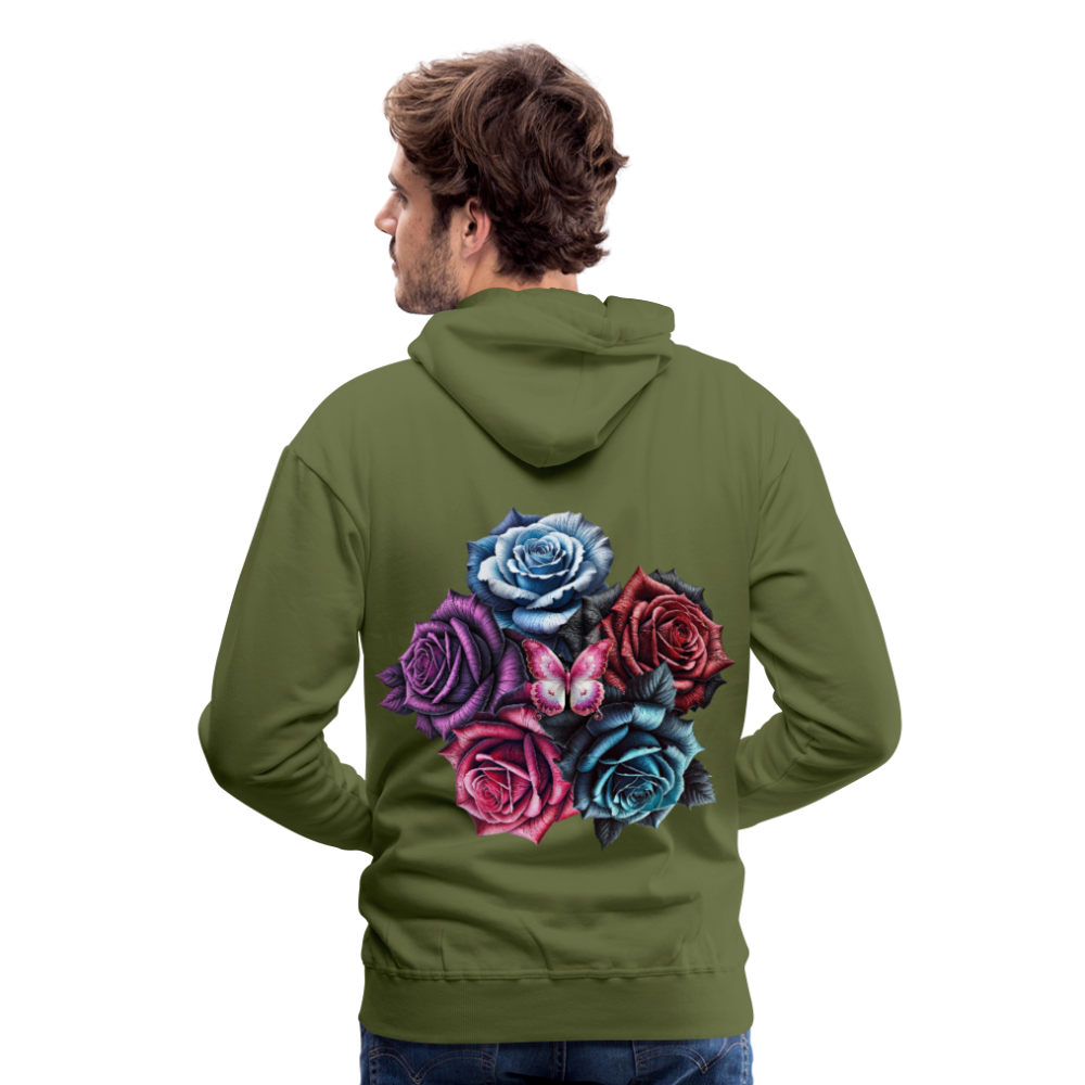 Men Hoodie Rose Circle - Olivgrün