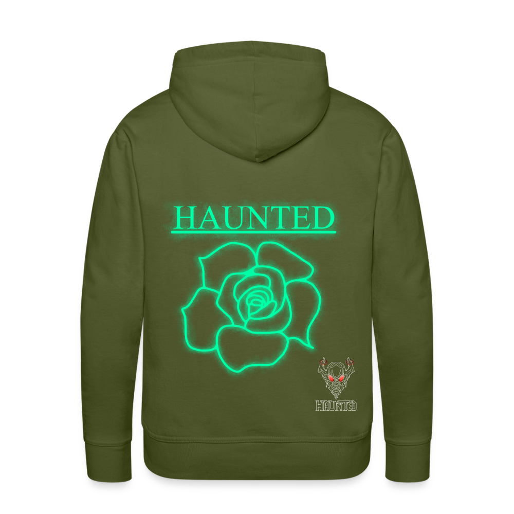 Men Hoodie Turquoise Neon Rose - Olivgrün