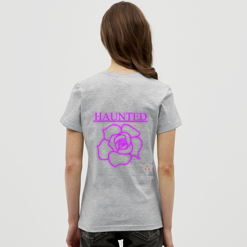Women T-Shirt Pink Neon Rose - Grau meliert