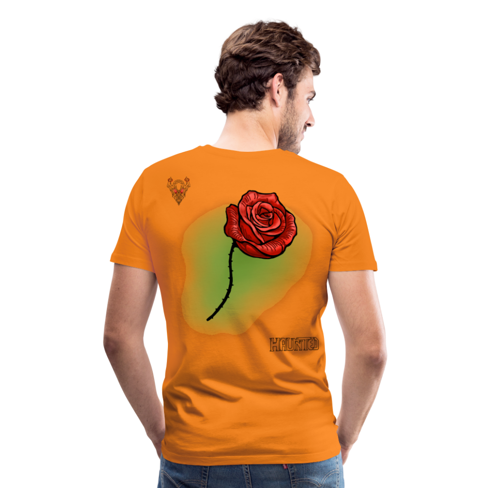Man T-Shirt Rose on Green 2 - Orange
