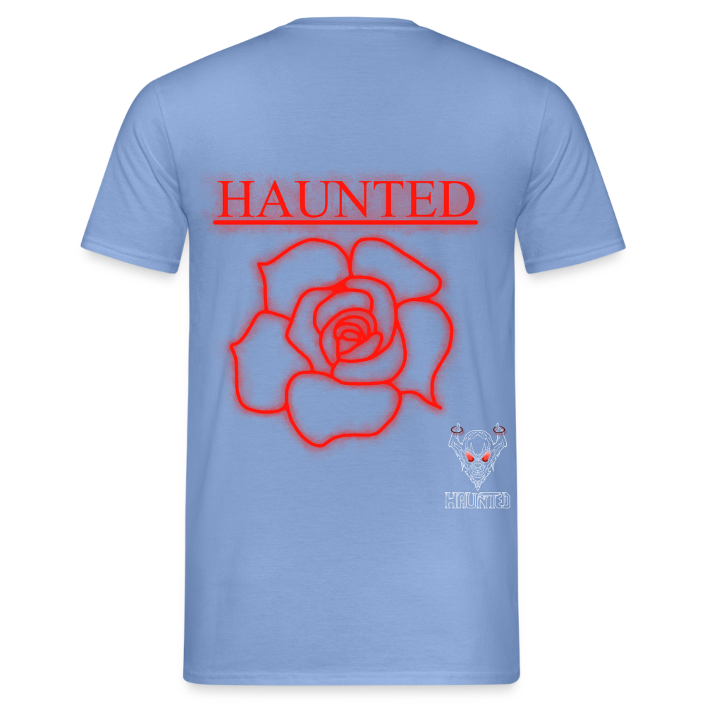 Men T-Shirt Red Neon Rose - carolina blue