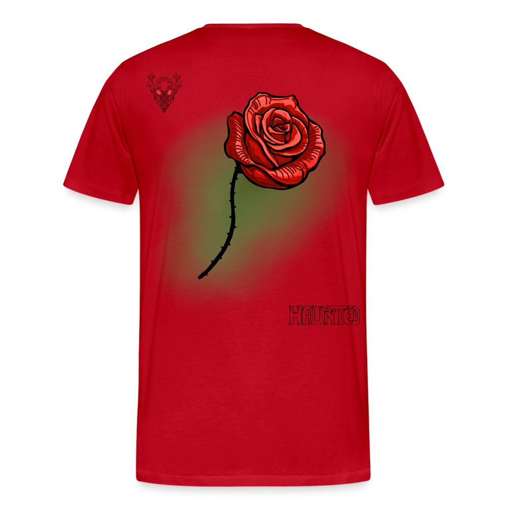 Man T-Shirt Rose on Green 3 - Rot