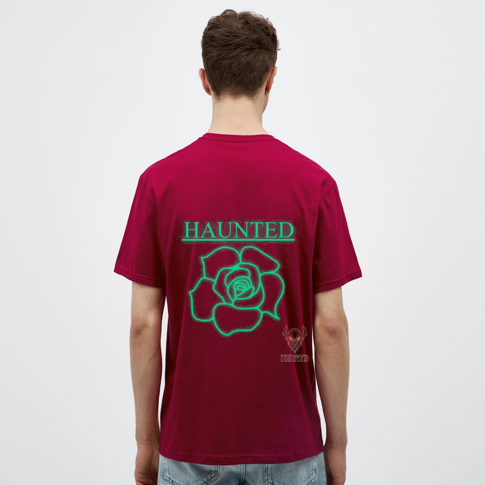 Men T-Shirt Turquoise Neon Rose - Ziegelrot