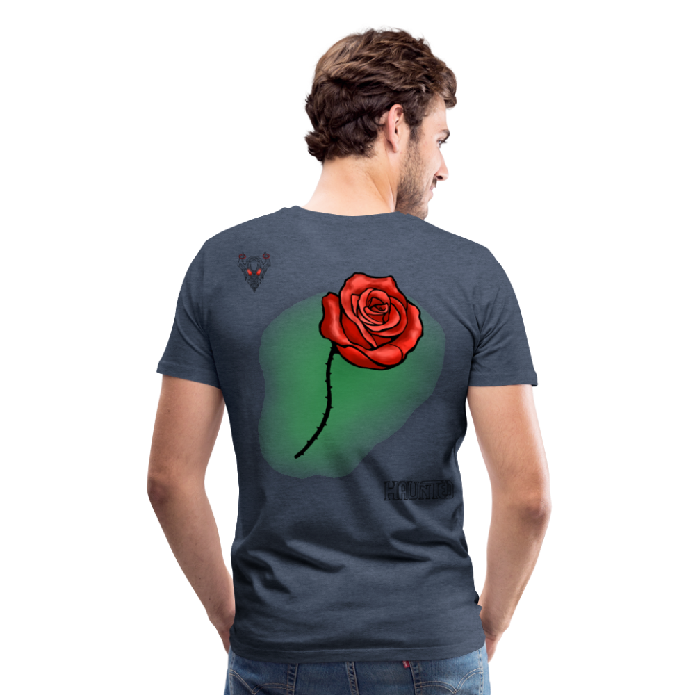 Man T-Shirt Rose on Green 1 - Blau meliert