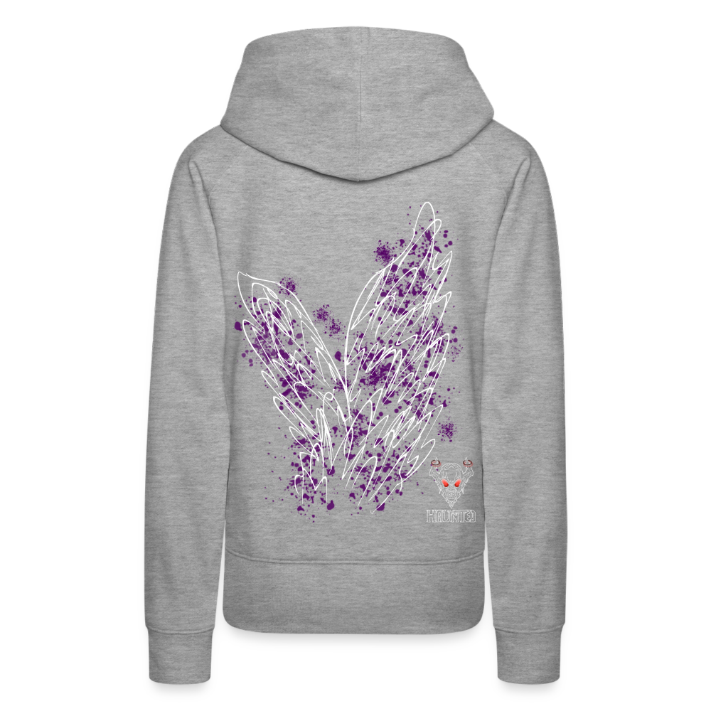 Women Hoodie Purple Wings - Grau meliert