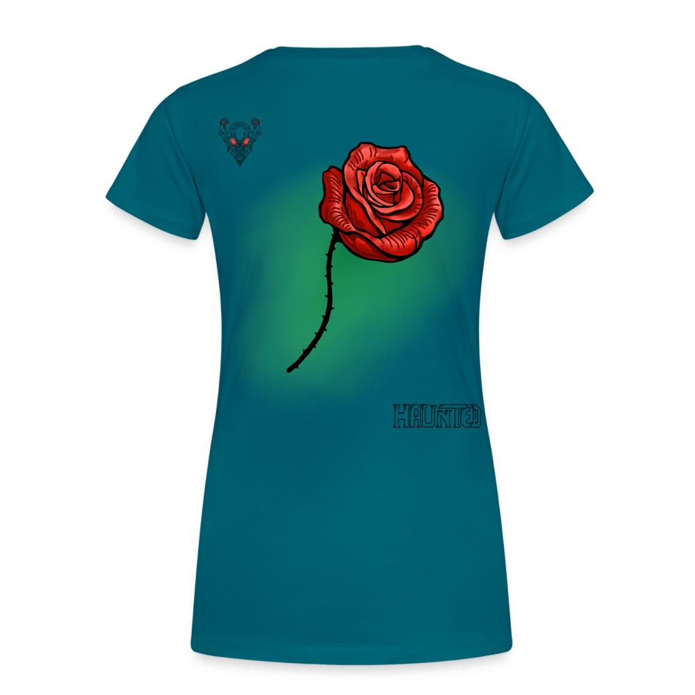 Woman T-Shirt Rose on Green 2 - Divablau