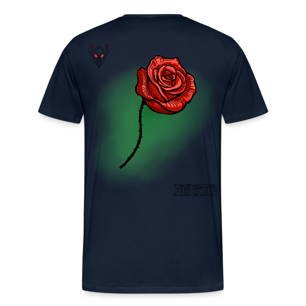 Man T-Shirt Rose on Green 3 - Navy