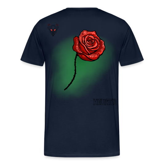 Man T-Shirt Rose on Green 3 - Navy