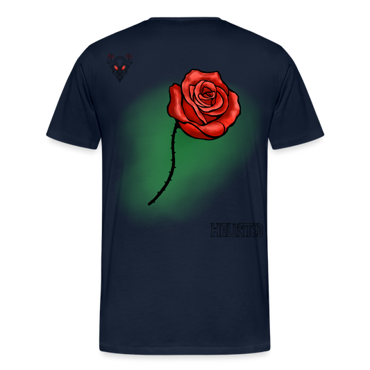 Man T-Shirt Rose on Green 1 - Navy