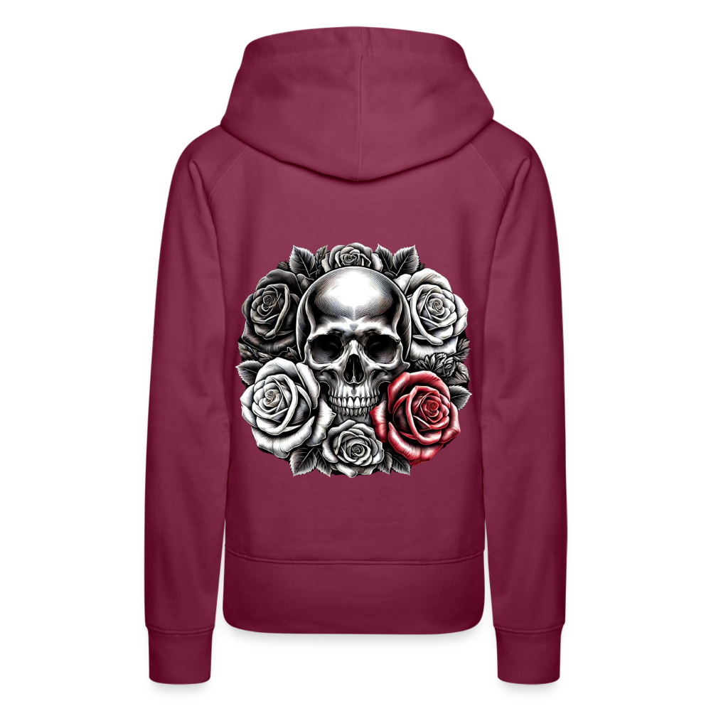 Women Hoodie Skull Roses - Bordeaux