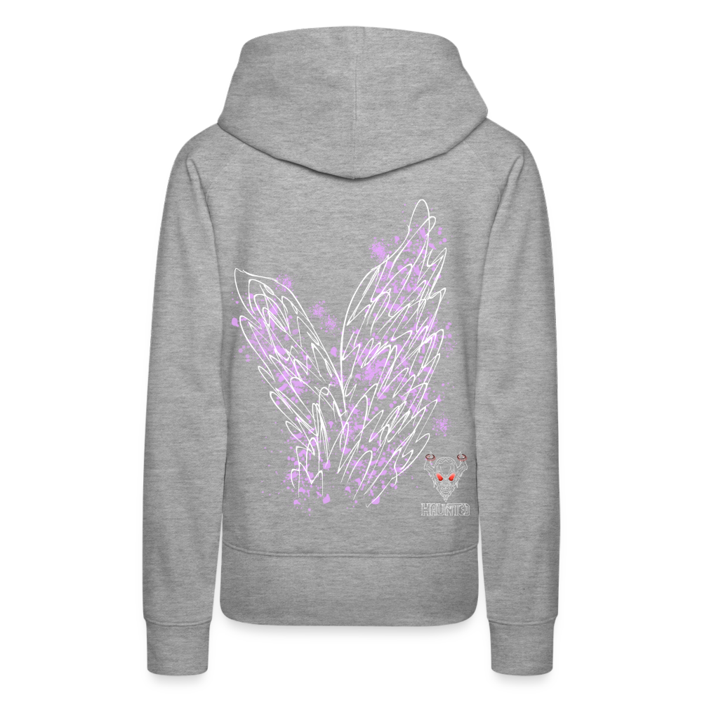 Women Hoodie Light Purple Wings - Grau meliert