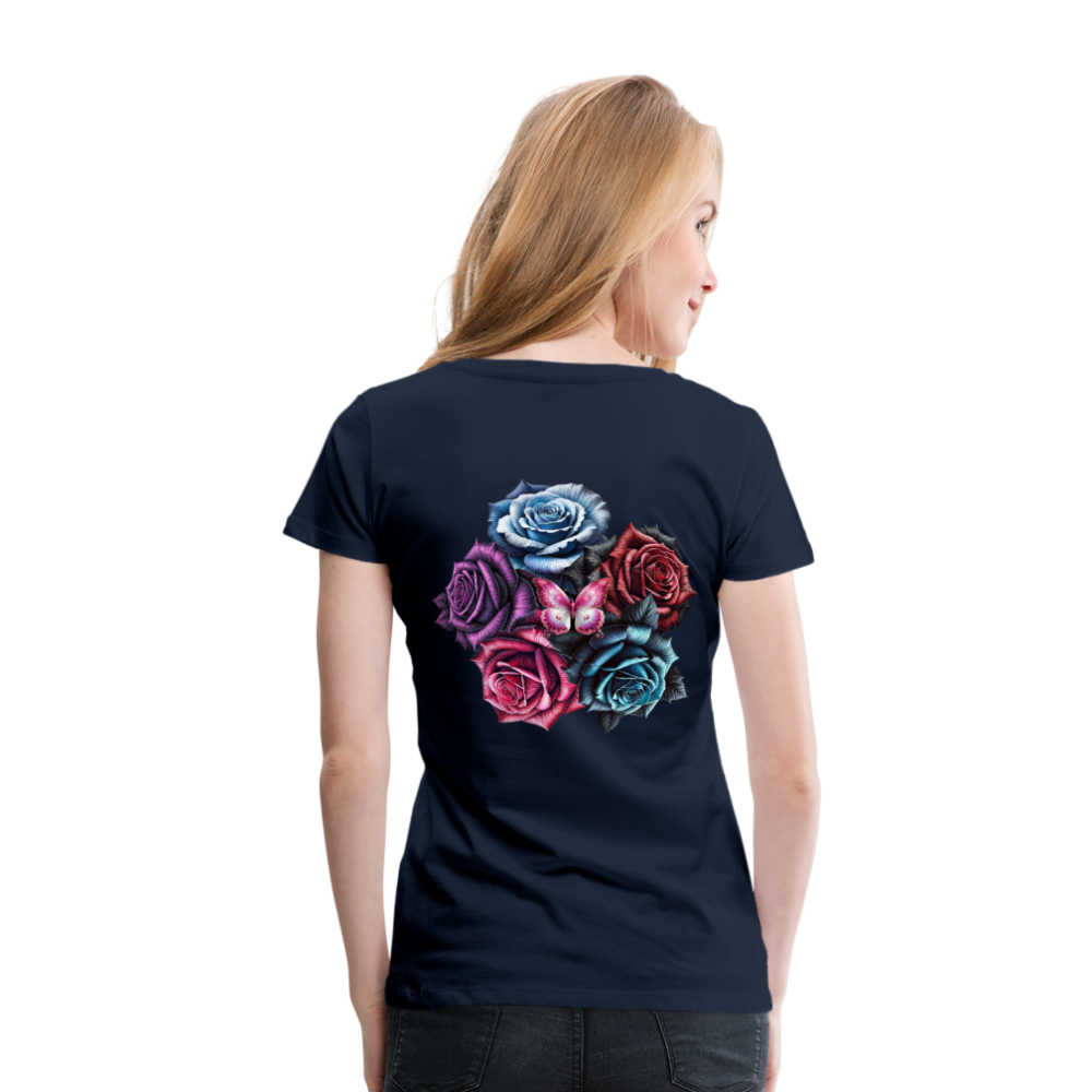 Women T-Shirt Rose Circle - Navy