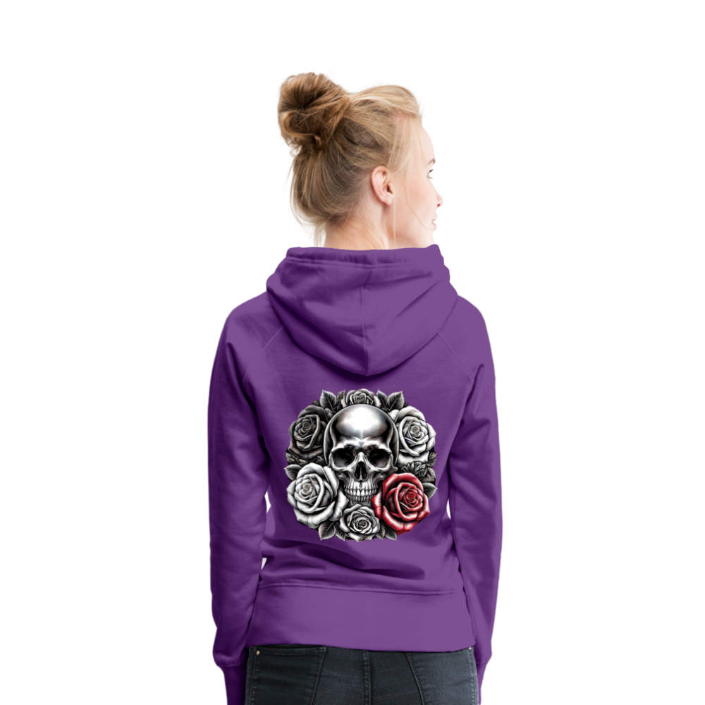 Women Hoodie Skull Roses - Purple