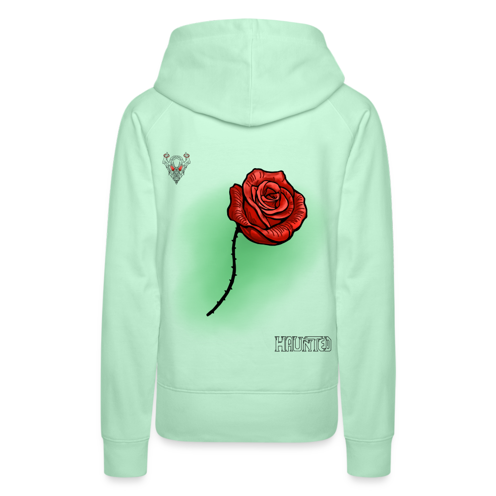 Woman Hoodie Rose on Green 2 - helles Mintgrün