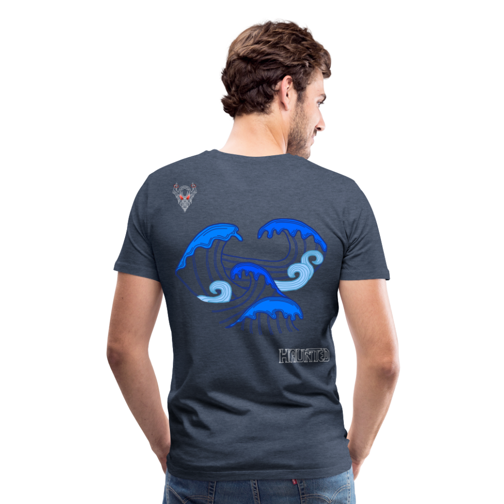 Man T-Shirt Waves clean Light - Blau meliert