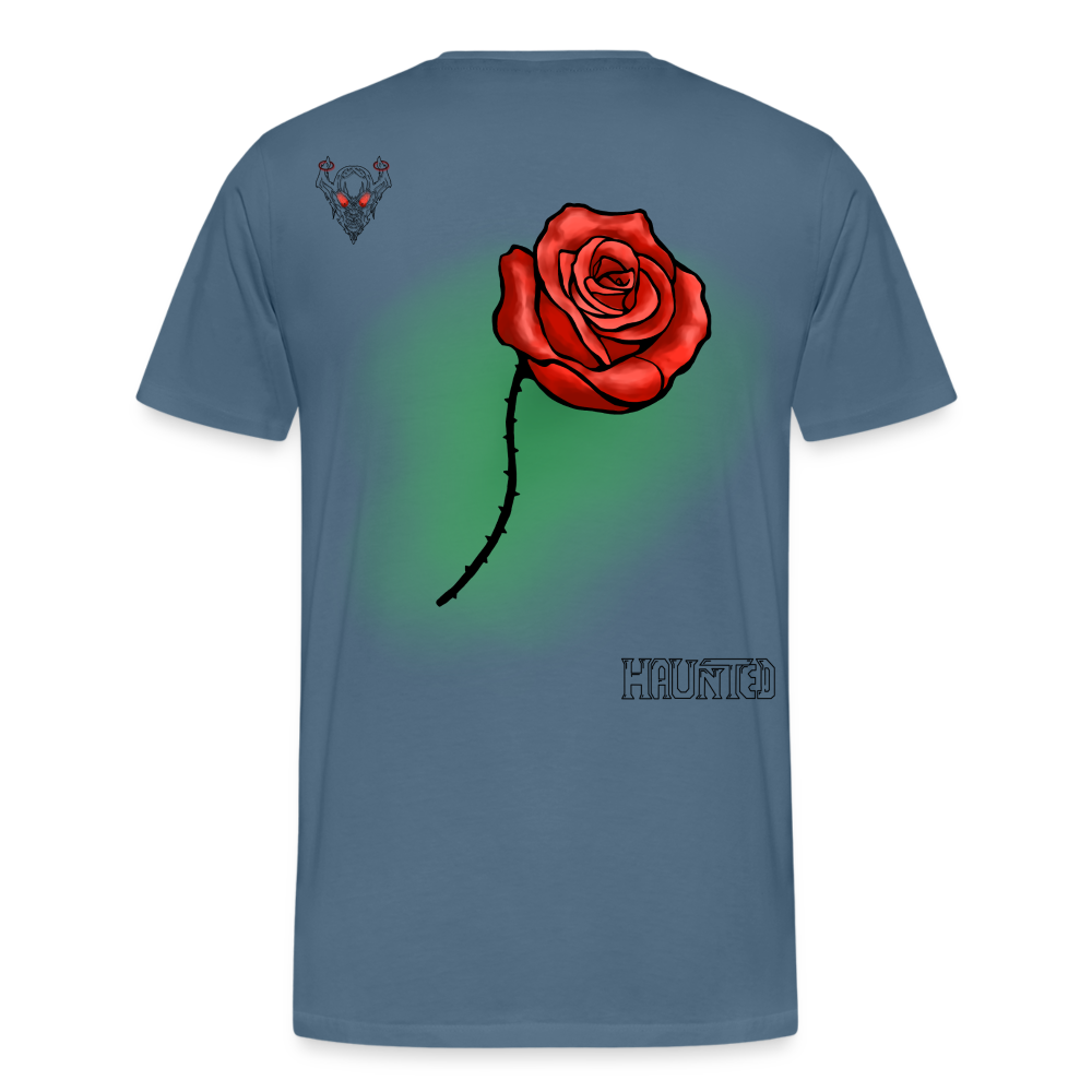 Man T-Shirt Rose on Green 1 - Blaugrau