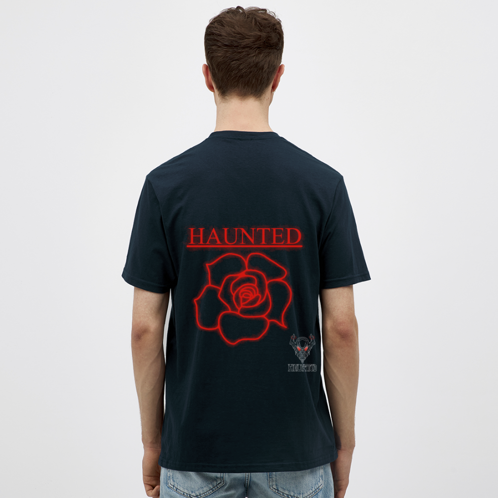 Men T-Shirt Red Neon Rose - Navy