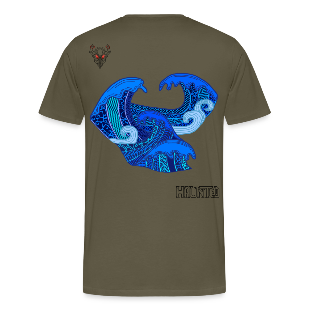 Man T-Shirt Waves Dark - Khaki