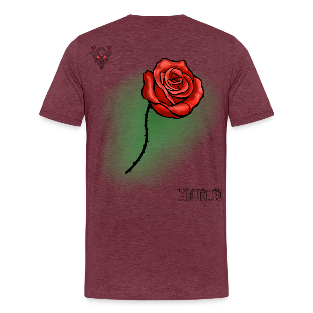 Man T-Shirt Rose on Green 1 - Bordeauxrot meliert