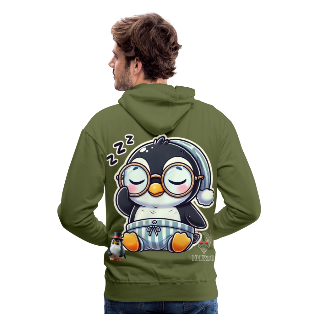 Men Hoodie Sleepy KasPenguin - Olivgrün