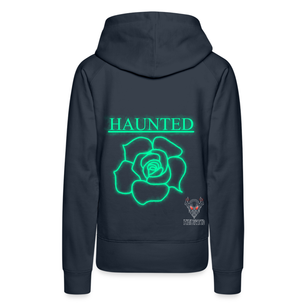 Women Hoodie Turquoise Neon Rose - Navy