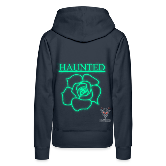 Women Hoodie Turquoise Neon Rose - Navy